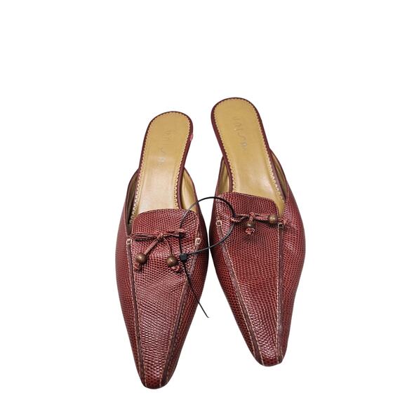 Vintage Y2K Unisa 8.5 Brown Leather Pointed Toe Kitten Heel Mule Minimalist - Picture 5 of 5